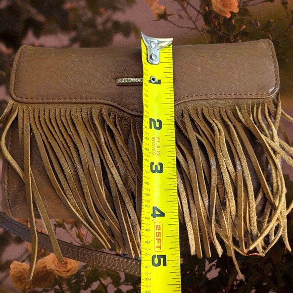 Rebecca Minkoff Brown Vegan Leather Fringe Mini Crossbody Purse Wallet - Picture 7 of 12